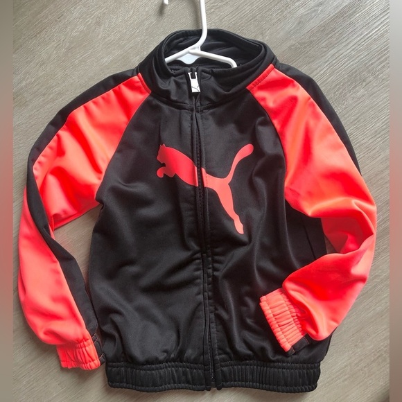 Kids 4T neon orange pink puma zip up athletic jacket - Picture 1 of 3
